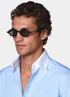 Light Blue Striped Point Collar Shirt