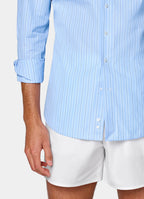 Light Blue Striped Point Collar Shirt