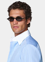 Light Blue Striped Point Collar Shirt