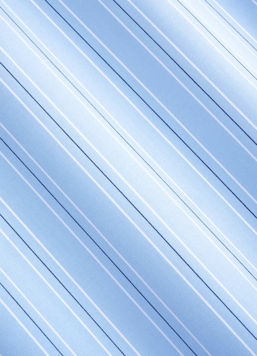 Light Blue Striped Point Collar Shirt