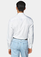White Striped Point Collar Shirt