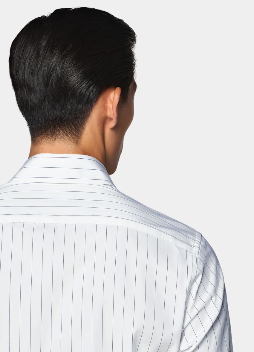 White Striped Point Collar Shirt