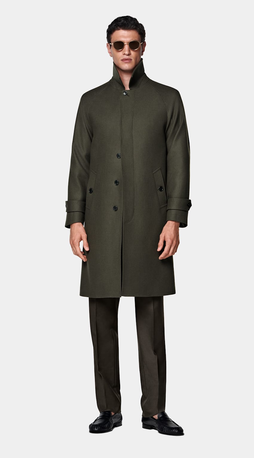 Green Relaxed Raglan Overcoat