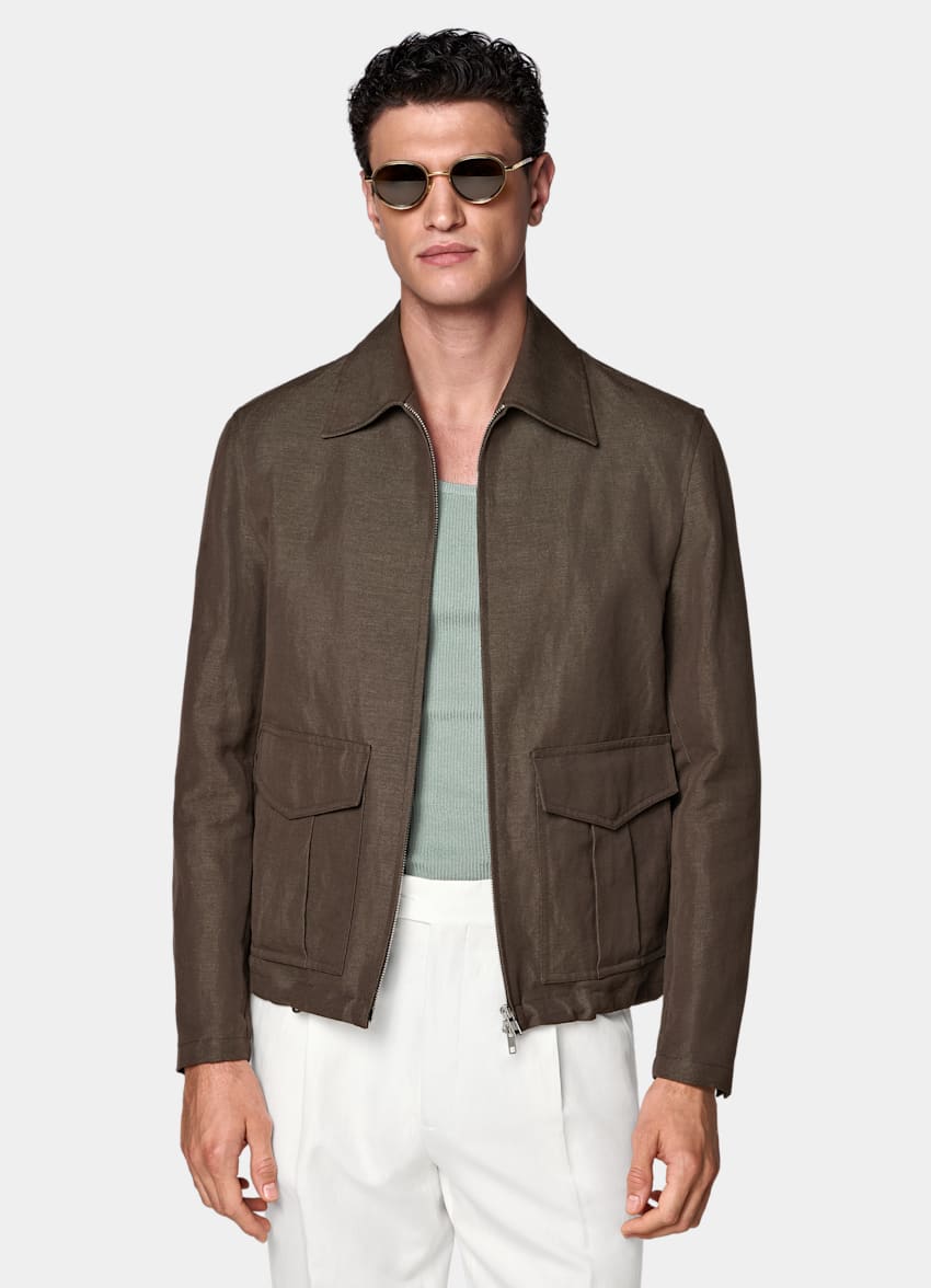 Dark Brown Bomber Jacket