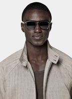 Dark Brown Herringbone Raglan Bomber Jacket
