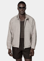 Dark Brown Herringbone Raglan Bomber Jacket