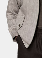 Dark Brown Herringbone Raglan Bomber Jacket