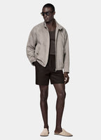 Dark Brown Herringbone Raglan Bomber Jacket