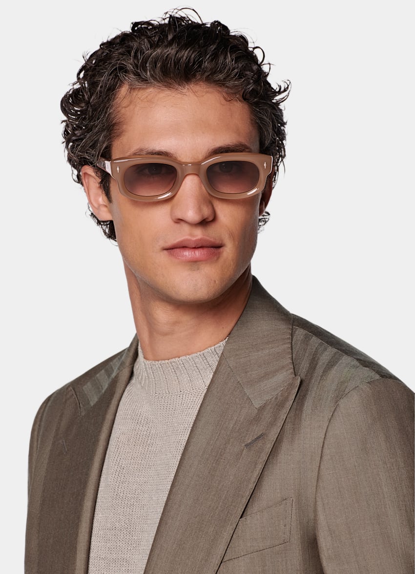 Taupe Herringbone Perennial Tailored Fit Havana Suit