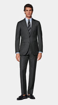 Dark Grey Houndstooth Tailored Fit Havana Suit
