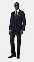 Navy Striped Tailored Fit Milano Suit