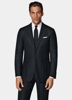 Navy Herringbone Tailored Fit Havana Suit