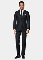Navy Herringbone Tailored Fit Havana Suit