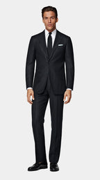 Navy Herringbone Tailored Fit Havana Suit