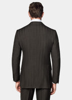 Dark Brown Herringbone Tailored Fit Milano Suit