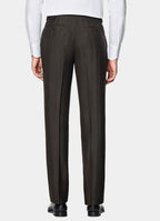 Dark Brown Herringbone Tailored Fit Milano Suit