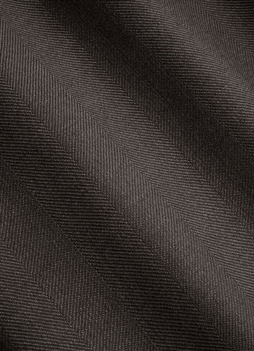 Dark Brown Herringbone Tailored Fit Milano Suit