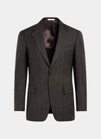 Dark Brown Herringbone Tailored Fit Milano Suit