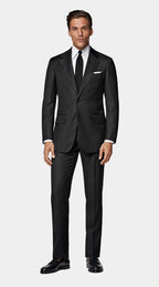 Dark Grey Striped Tailored Fit Milano Suit