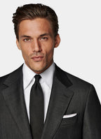 Dark Grey Striped Tailored Fit Milano Suit