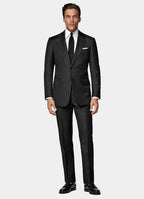 Dark Grey Striped Tailored Fit Milano Suit