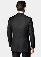 Dark Grey Striped Tailored Fit Milano Suit