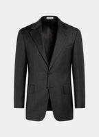 Dark Grey Striped Tailored Fit Milano Suit