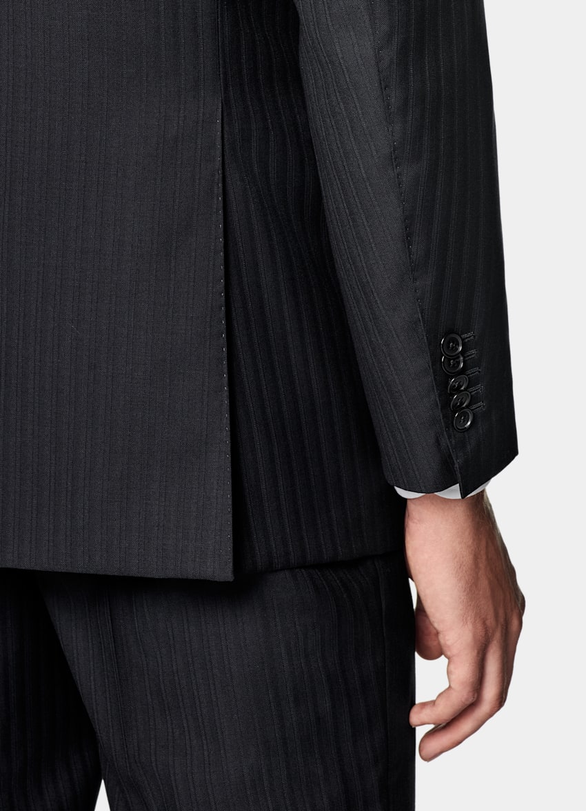 Navy Striped Tailored Fit Milano Suit