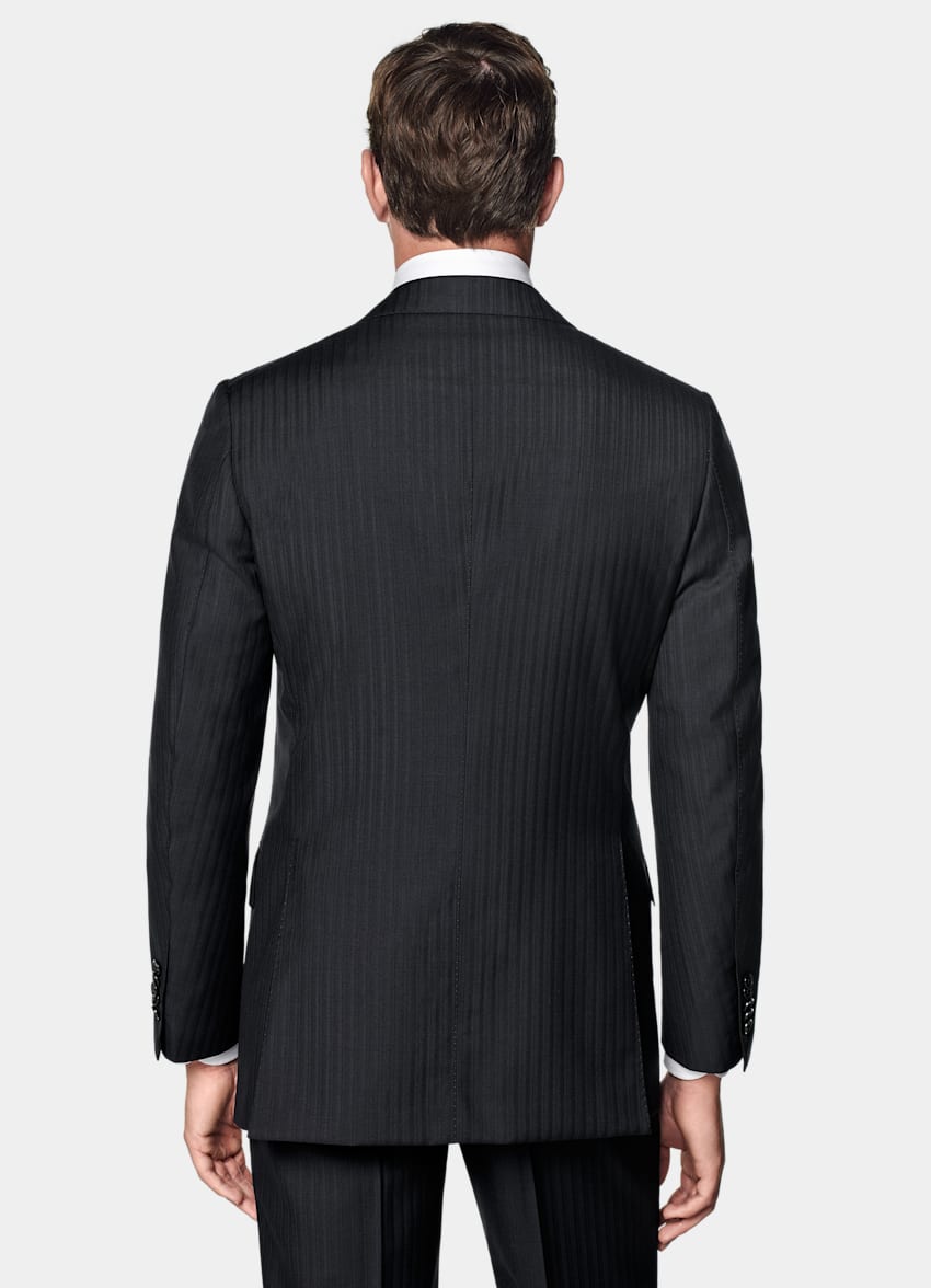 Navy Striped Tailored Fit Milano Suit