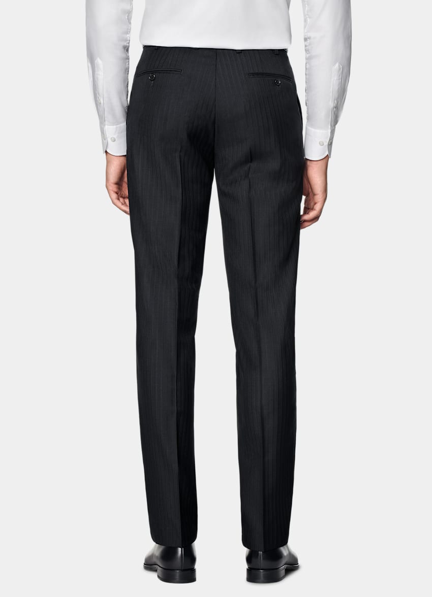 Navy Striped Tailored Fit Milano Suit