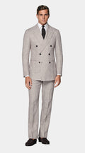 Light Taupe Checked Tailored Fit Havana Suit