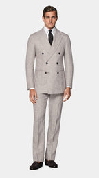 Light Taupe Checked Tailored Fit Havana Suit