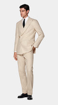 Sand Checked Tailored Fit Havana Suit