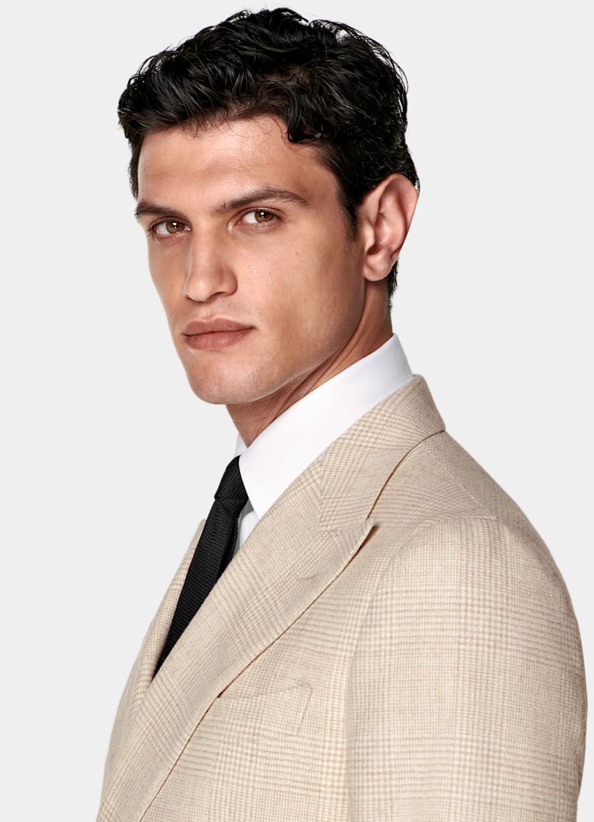 Sand Checked Tailored Fit Havana Suit