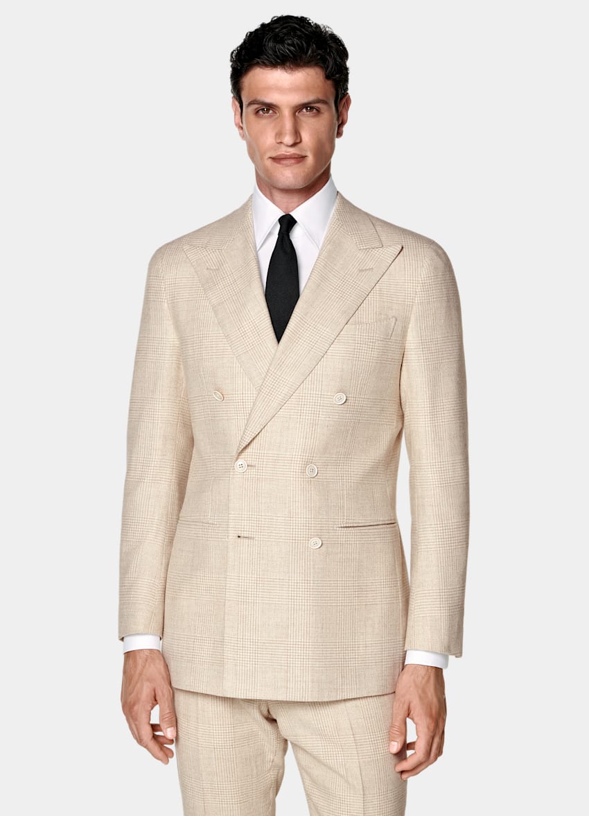 Sand Checked Tailored Fit Havana Suit