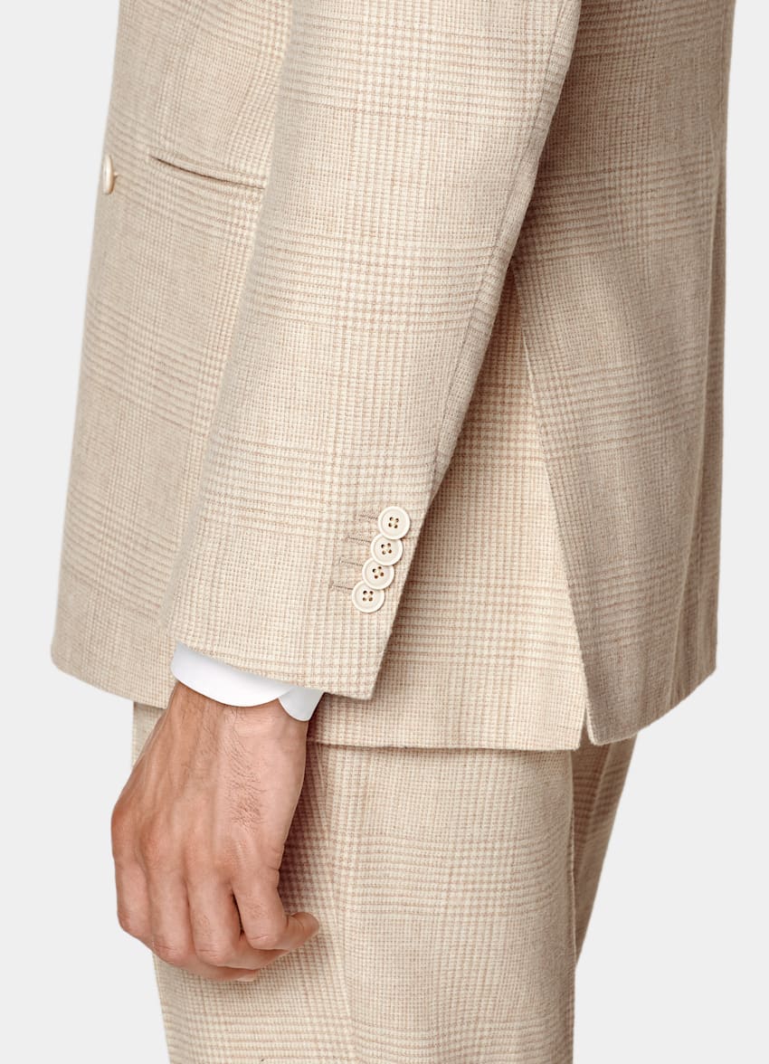 Sand Checked Tailored Fit Havana Suit