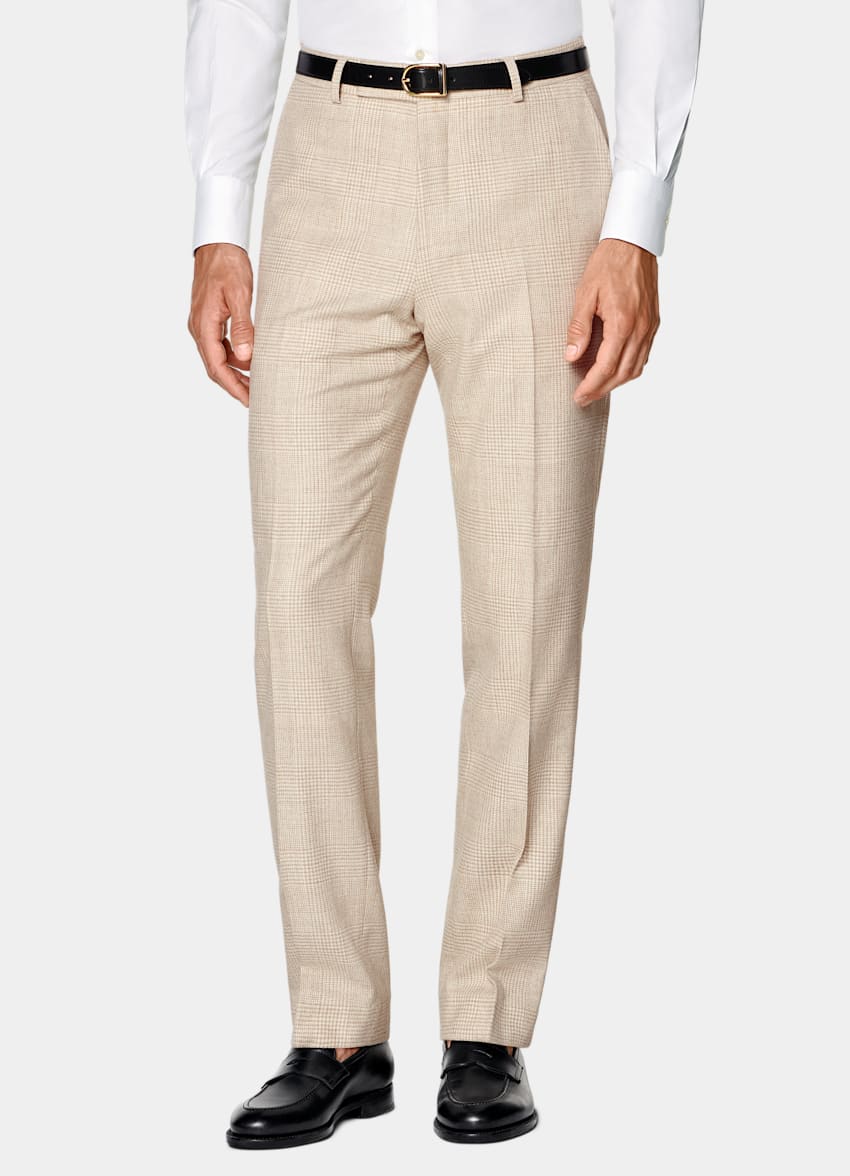 Sand Checked Tailored Fit Havana Suit