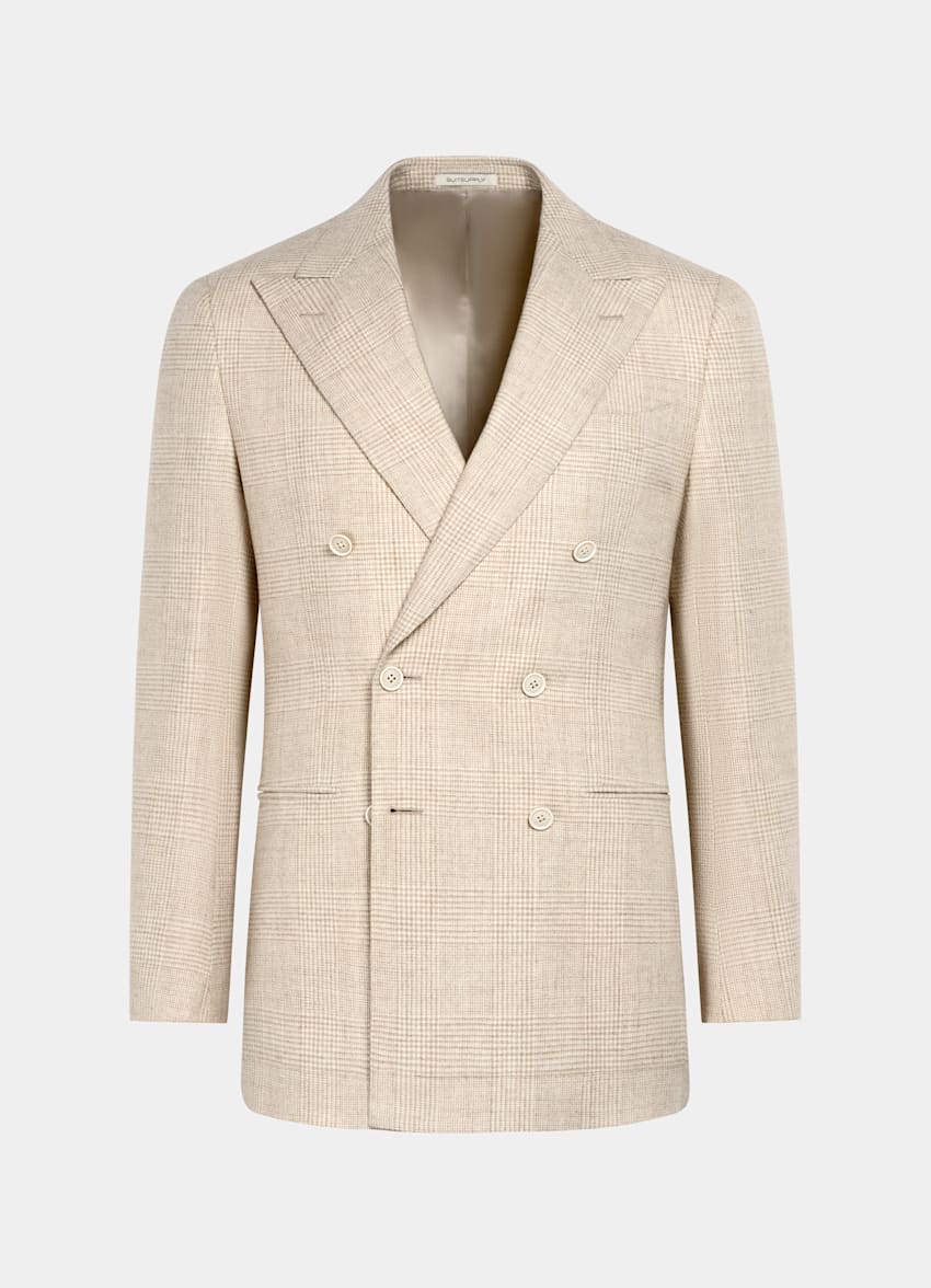 Sand Checked Tailored Fit Havana Suit