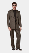 Mid Brown Herringbone Tailored Fit Milano Suit