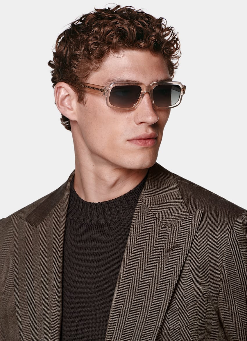 Mid Brown Herringbone Tailored Fit Milano Suit