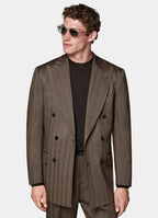 Mid Brown Herringbone Tailored Fit Milano Suit