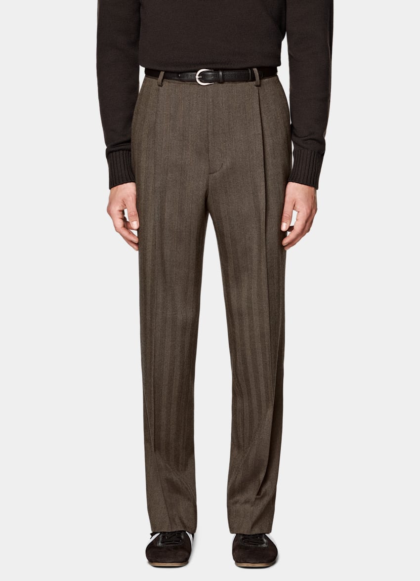 Mid Brown Herringbone Tailored Fit Milano Suit