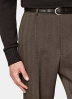 Mid Brown Herringbone Tailored Fit Milano Suit