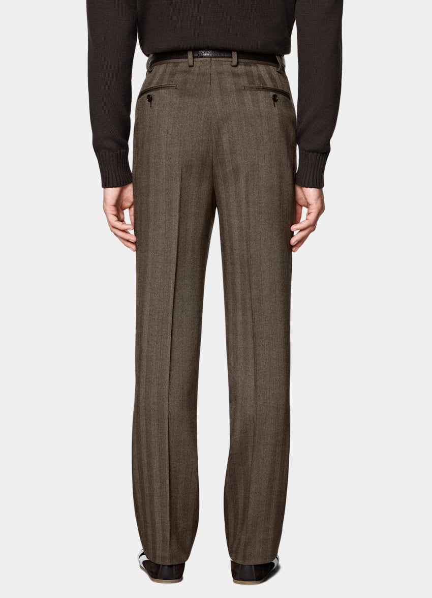 Mid Brown Herringbone Tailored Fit Milano Suit