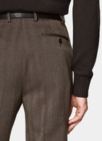 Mid Brown Herringbone Tailored Fit Milano Suit