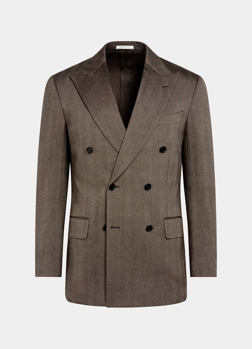 Mid Brown Herringbone Tailored Fit Milano Suit