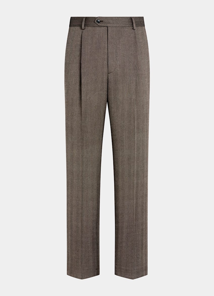 Mid Brown Herringbone Tailored Fit Milano Suit