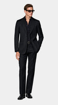 Navy Striped Tailored Fit Milano Suit
