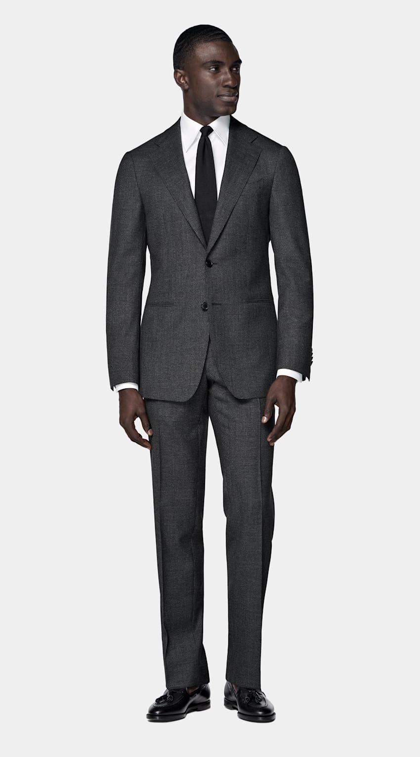 Dark Grey Houndstooth Tailored Fit Havana Suit