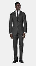 Dark Grey Houndstooth Tailored Fit Havana Suit